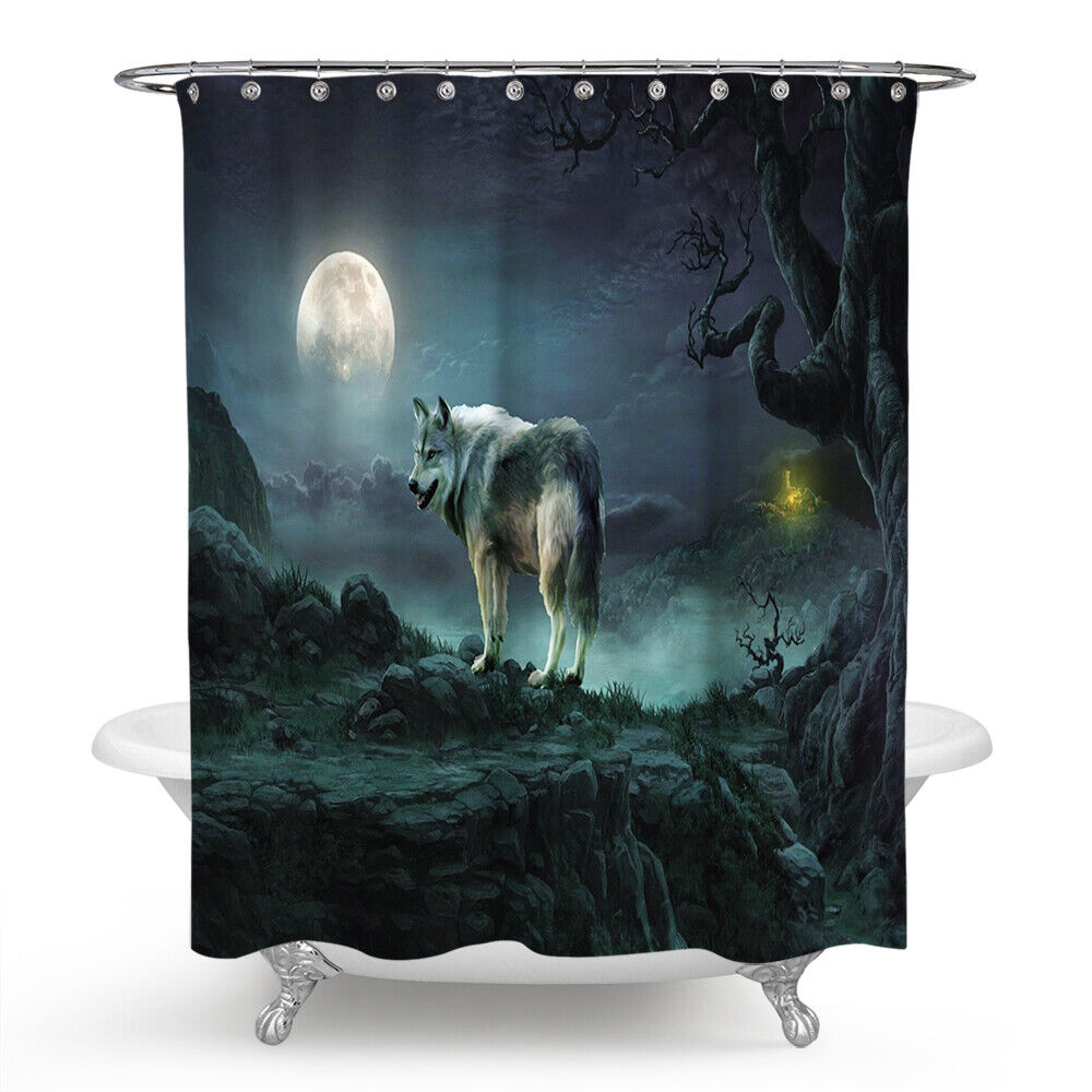 Wolf Shower Curtain Bathroom - Supreme Waterproof Wolf Print Bathroom Accessory