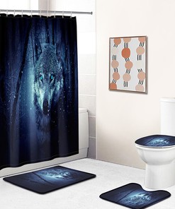 Wolf Shower Curtain Bathroom - Wild and Free Wolf Print Bathroom Accessory