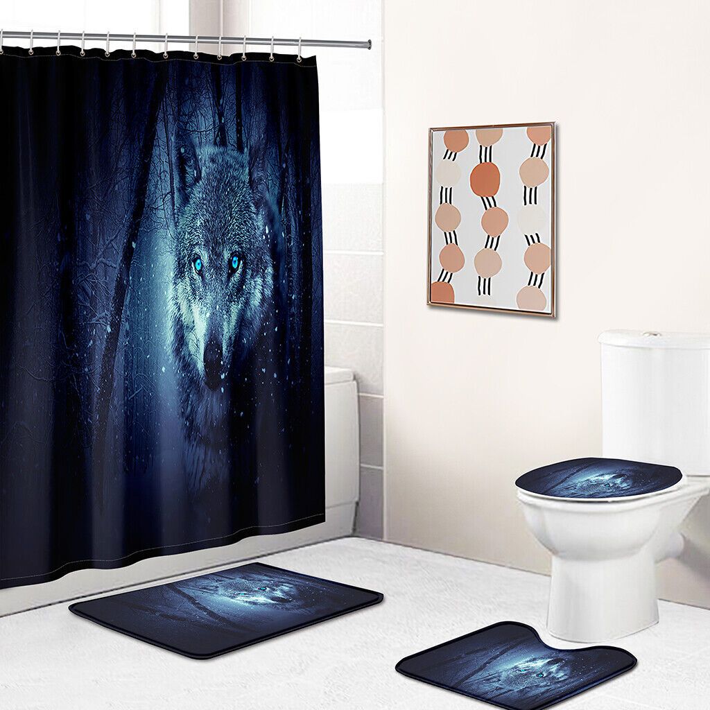 Wolf Shower Curtain Bathroom - Wild and Free Wolf Print Bathroom Accessory