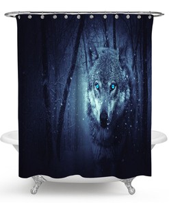 Wolf Shower Curtain Bathroom - Wild and Free Wolf Print Bathroom Accessory