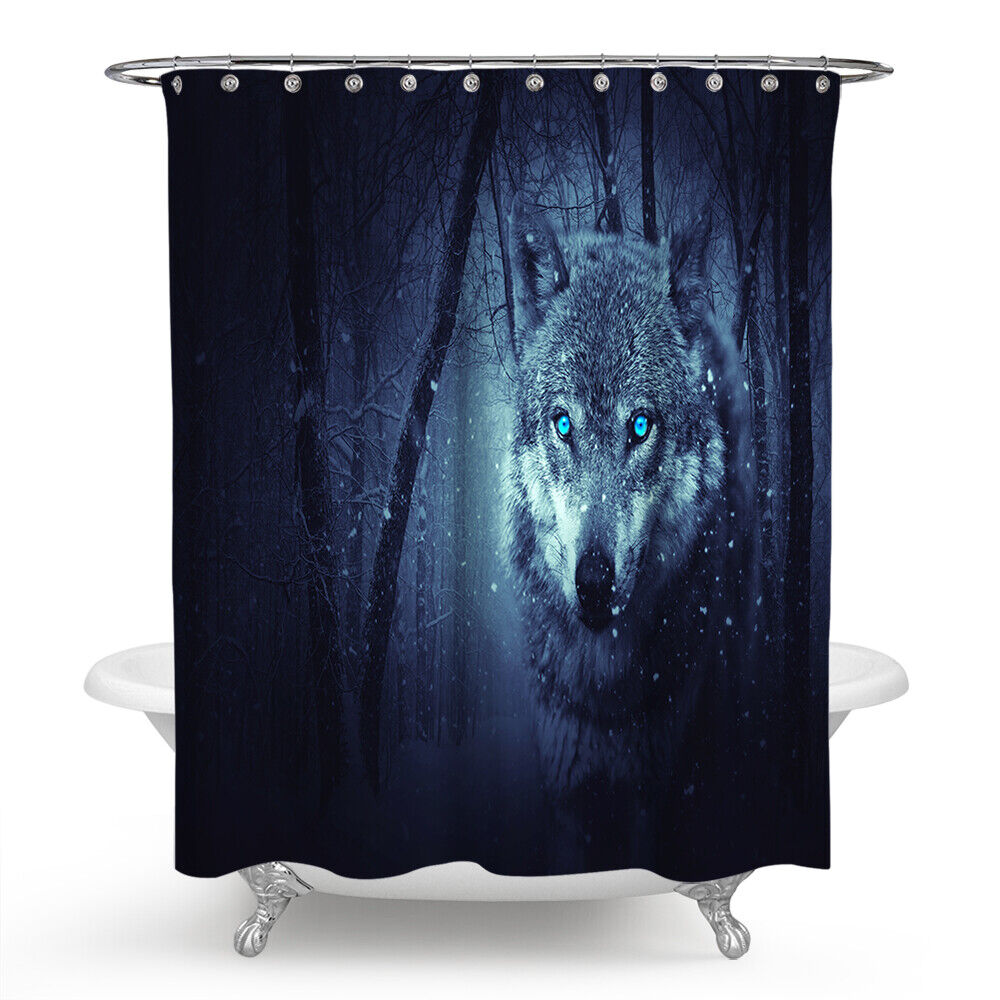 Wolf Shower Curtain Bathroom - Wild and Free Wolf Print Bathroom Accessory