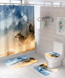 Wolf Shower Curtain Bathrooms - Majestic Wolf Print Bathroom Dcor
