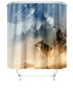 Wolf Shower Curtain Bathrooms - Majestic Wolf Print Bathroom Dcor