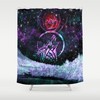 Wolf Shower Curtain Galaxy Shower Curtain Violet Curtain Galaxy Curtain Nebula Curtain Stars Planets Lilac Curtain