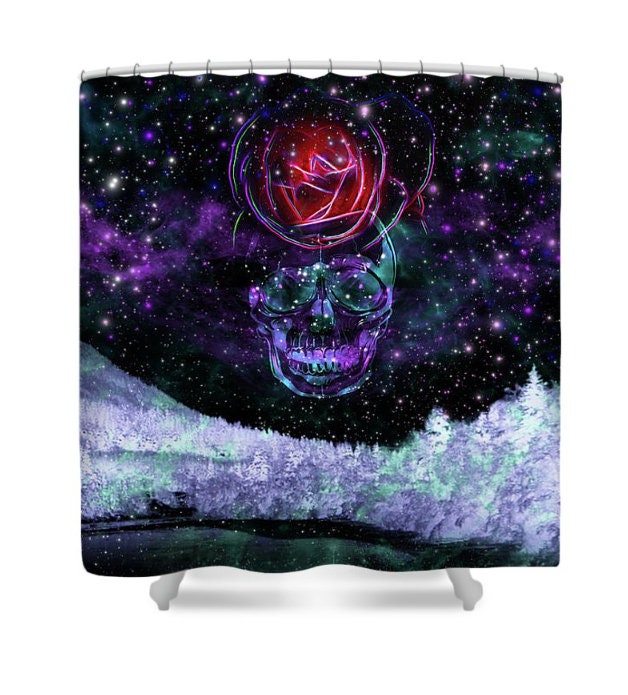 Wolf Shower Curtain Galaxy Shower Curtain Violet Curtain Galaxy Curtain Nebula Curtain Stars Planets Lilac Curtain