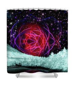 Wolf Shower Curtain Galaxy Shower Curtain Violet Curtain Galaxy Curtain Nebula Curtain Stars Planets Lilac Curtain