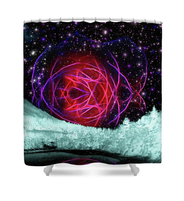 Wolf Shower Curtain Galaxy Shower Curtain Violet Curtain Galaxy Curtain Nebula Curtain Stars Planets Lilac Curtain