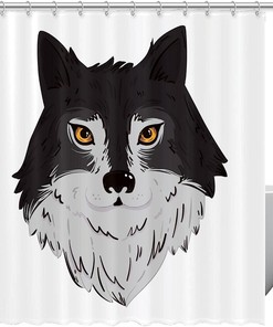 Wolf Shower Curtain - Sleek Canine Bathroom Accessory