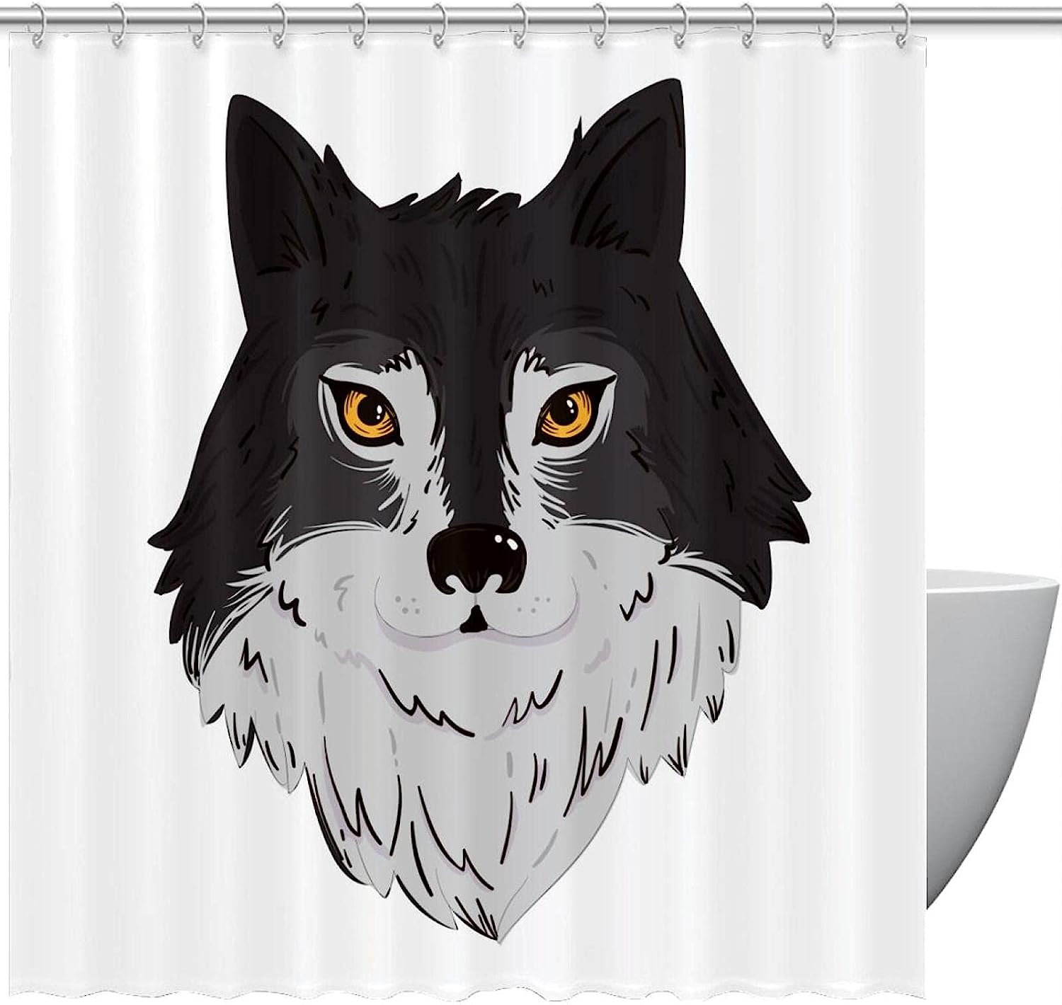 Wolf Shower Curtain - Sleek Canine Bathroom Accessory