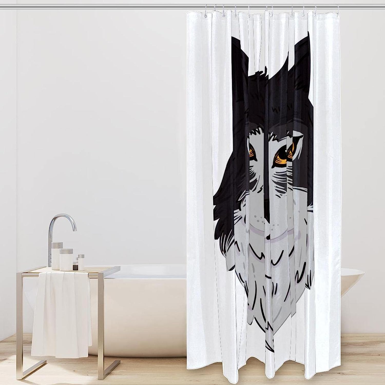 Wolf Shower Curtain - Sleek Canine Bathroom Accessory