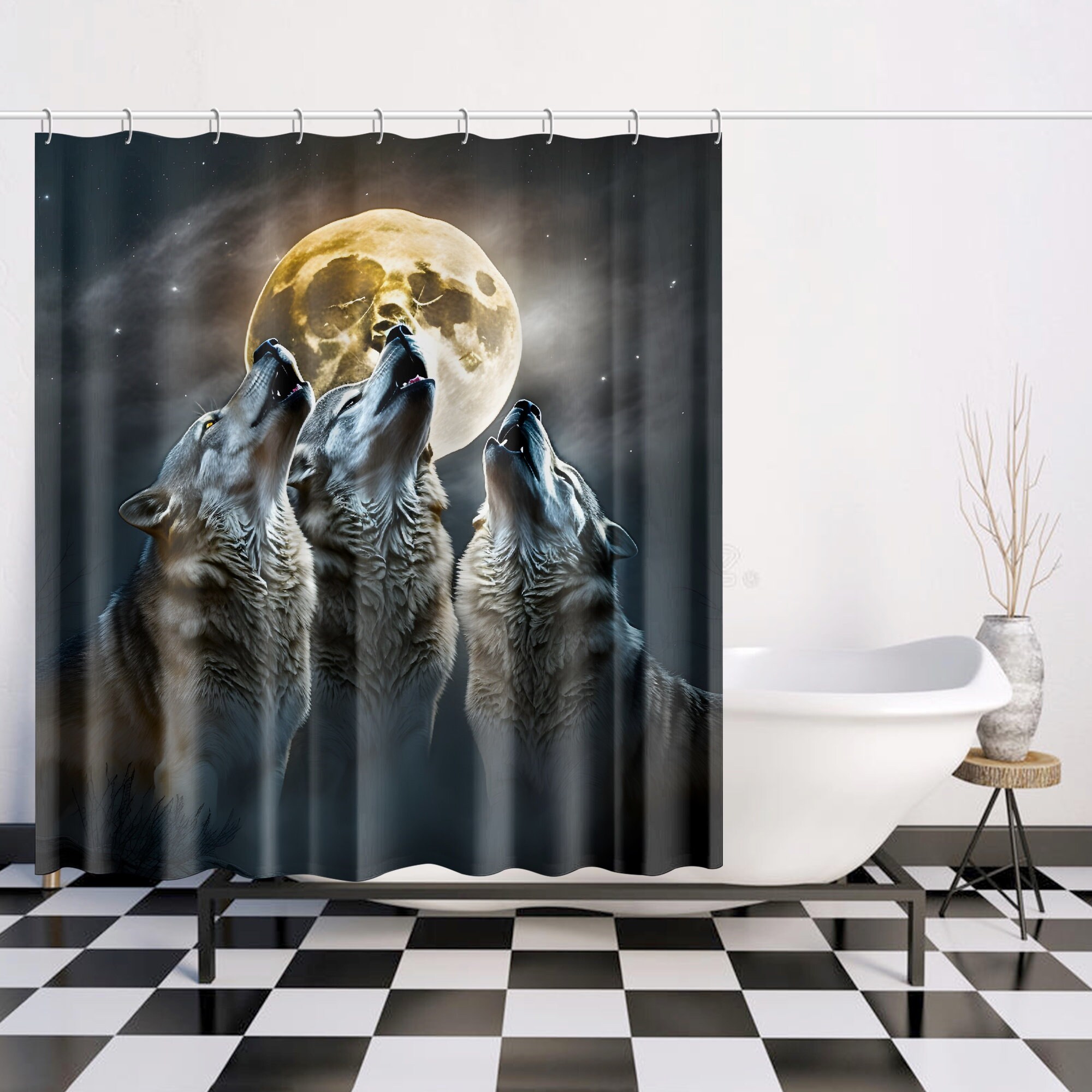 Wolf Shower Curtain With Nature Print For Animal Lovers