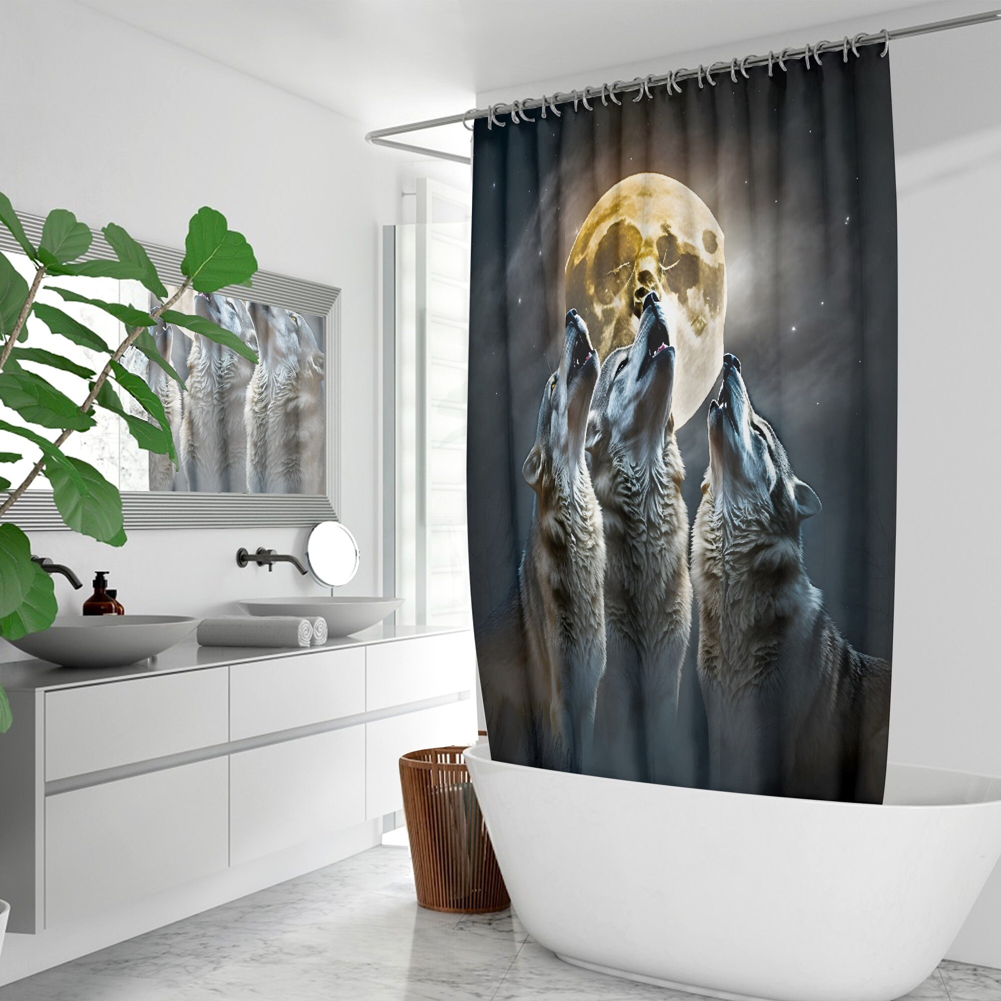 Wolf Shower Curtain With Nature Print For Animal Lovers