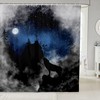 Wolf Silhouette Kids Shower Curtain,Starry Sky Cloud Moonlight Trippy Bathroom Curtains for Girls Boys Adults