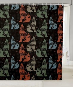 Wolf Silhouettes Kids Shower Curtain,Wild Animals Hunting Bathroom Curtains for Girls Boys Adults Curtains