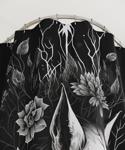 Wolf Skull Deadly Nightshade Goth Shower curtain Witchcraft Witchy Bathroom Decor - Occult - Gothic Bath Décor
