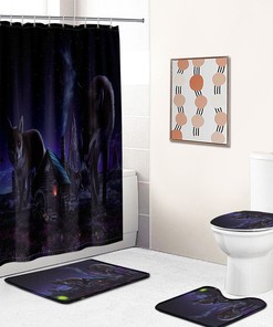 Wolf Themed Waterproof Fabric Shower Curtain For Bathroom