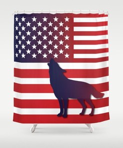 Wolf USA Flag Shower Curtain USA flag curtain Flag art Military Shower Curtain Wolf curtain Independence day curtain