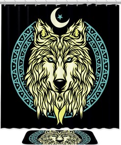 Wolf, Waterproof Shower Curtain Bathroom Curtain - Resilient Wolf Print Bathroom Dcor