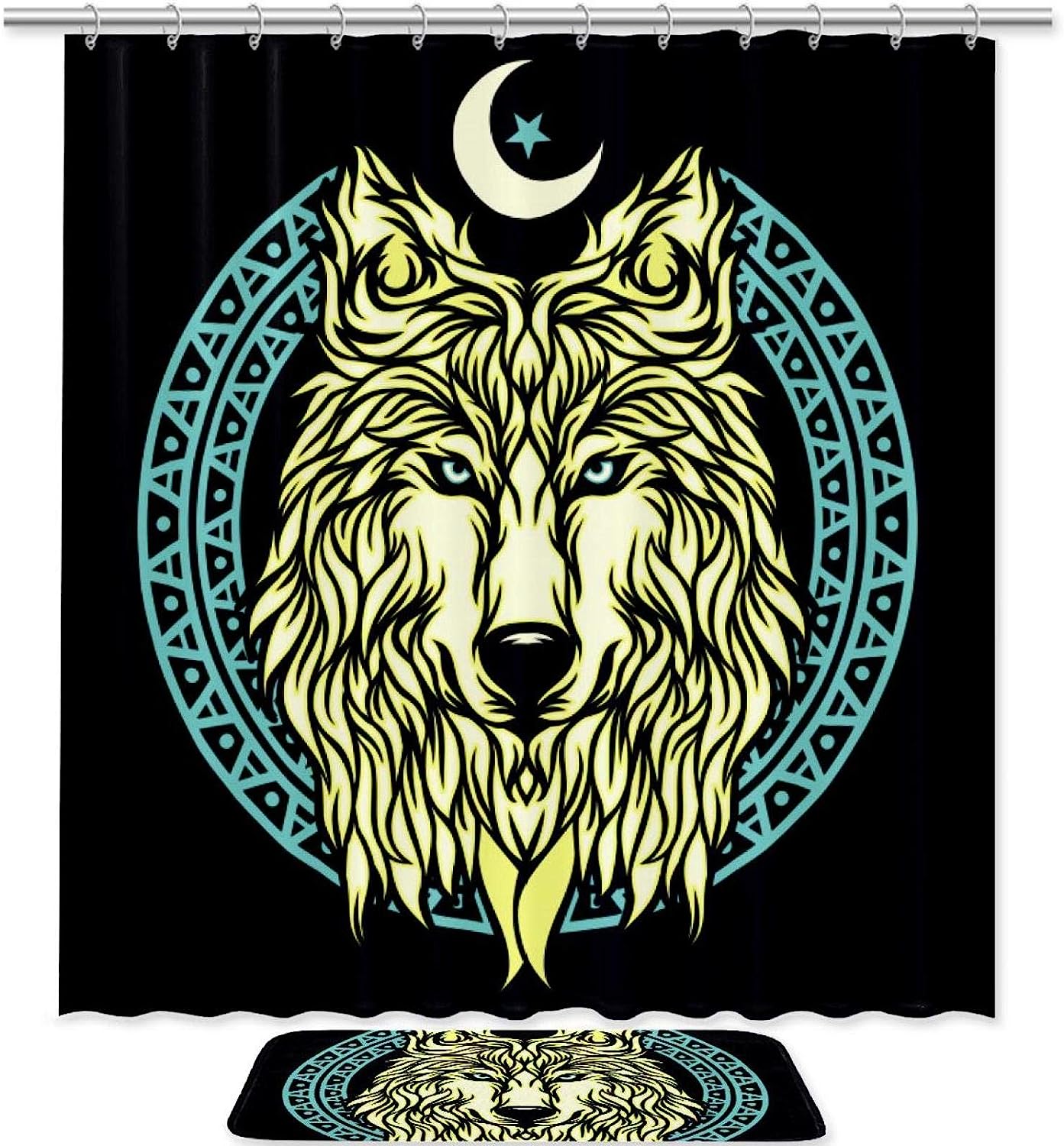 Wolf, Waterproof Shower Curtain Bathroom Curtain - Resilient Wolf Print Bathroom Dcor
