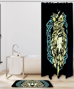 Wolf, Waterproof Shower Curtain Bathroom Curtain - Resilient Wolf Print Bathroom Dcor