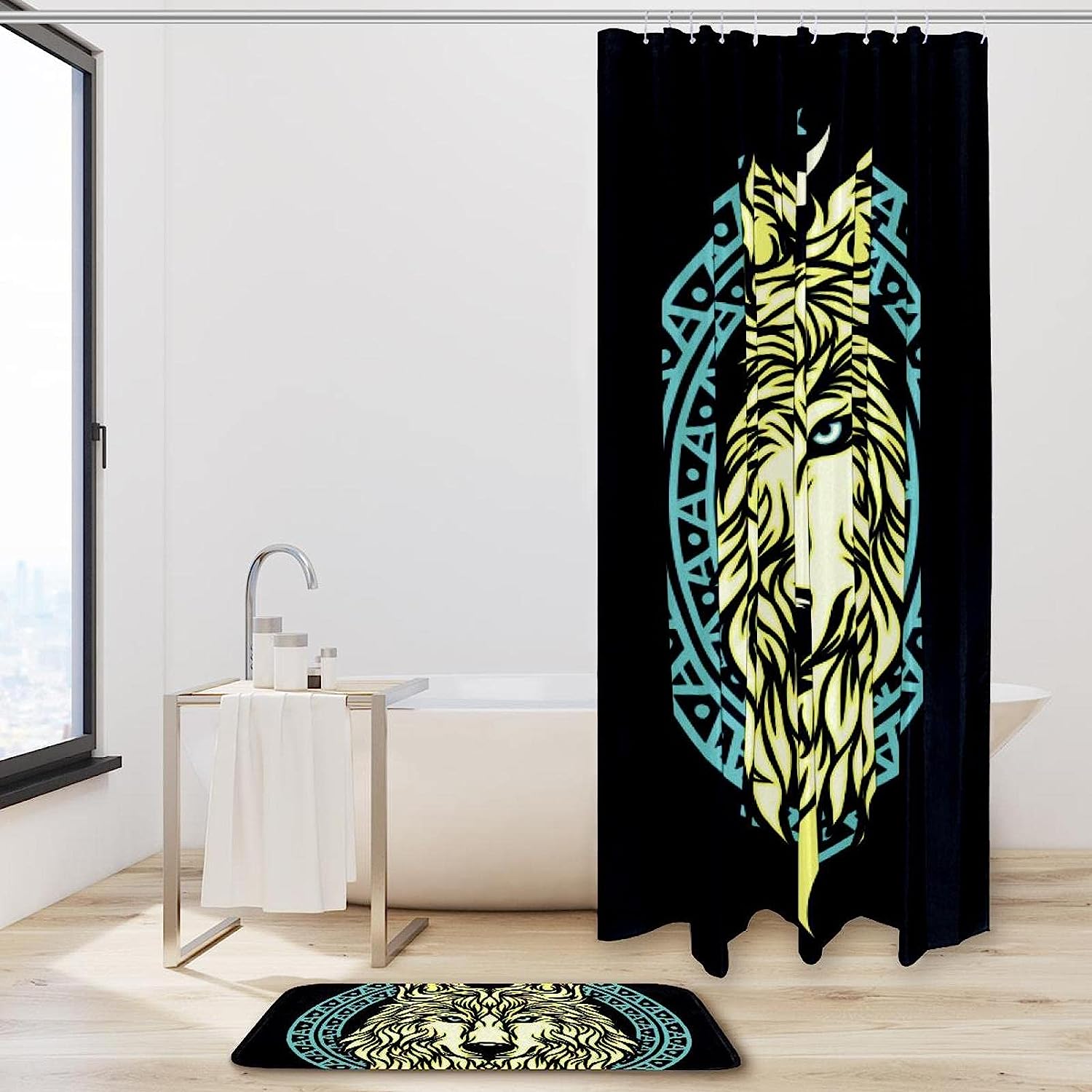 Wolf, Waterproof Shower Curtain Bathroom Curtain - Resilient Wolf Print Bathroom Dcor