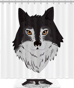 Wolf, Waterproof Shower Curtain Bathroom Curtain - Water-Durable Wolf Print Bathroom Accessory