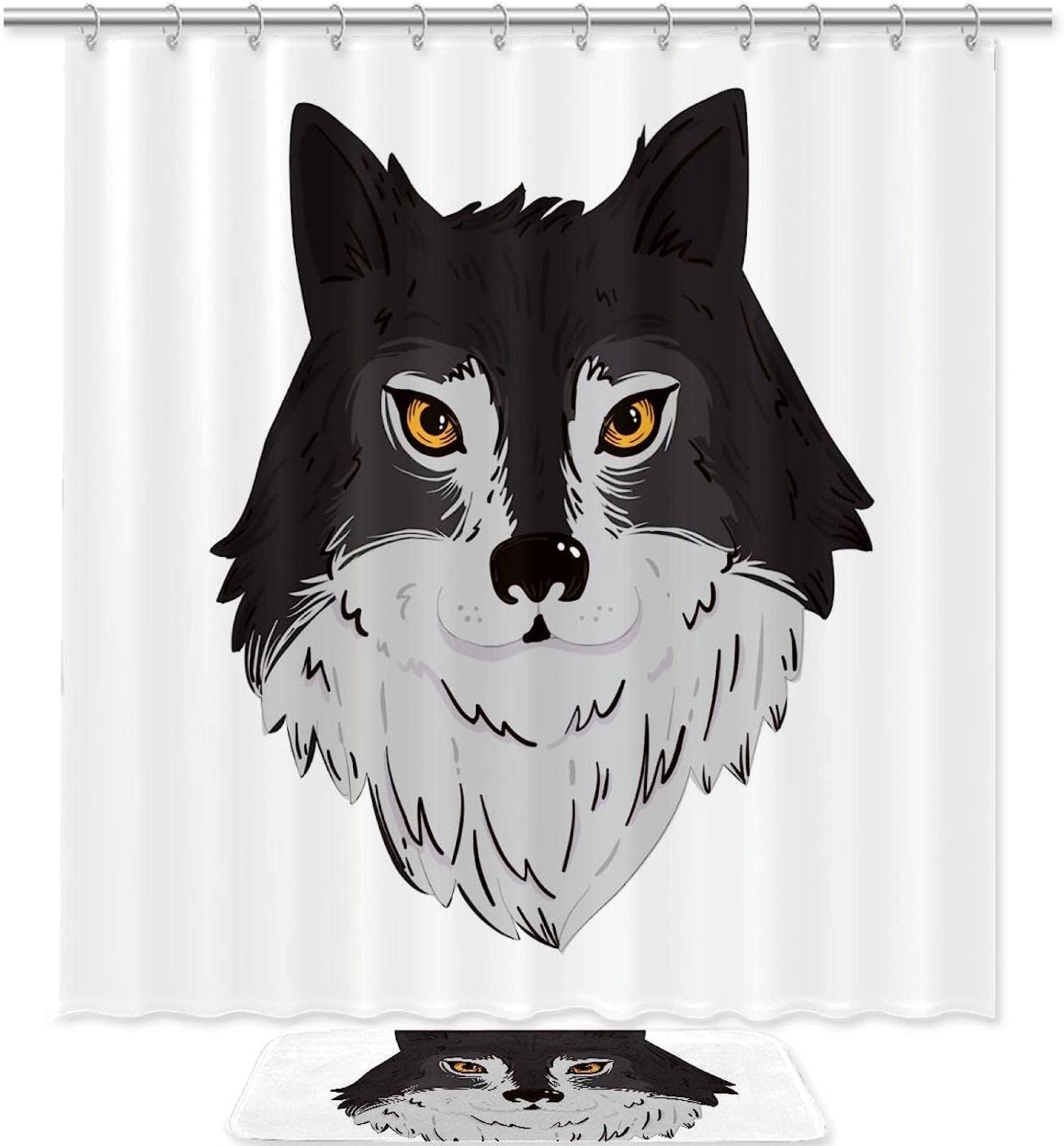 Wolf, Waterproof Shower Curtain Bathroom Curtain - Water-Durable Wolf Print Bathroom Accessory