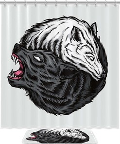 Wolf, Waterproof Shower Curtain Bathroom Curtain - Waterproof Wolf Print Bathroom Accessory 