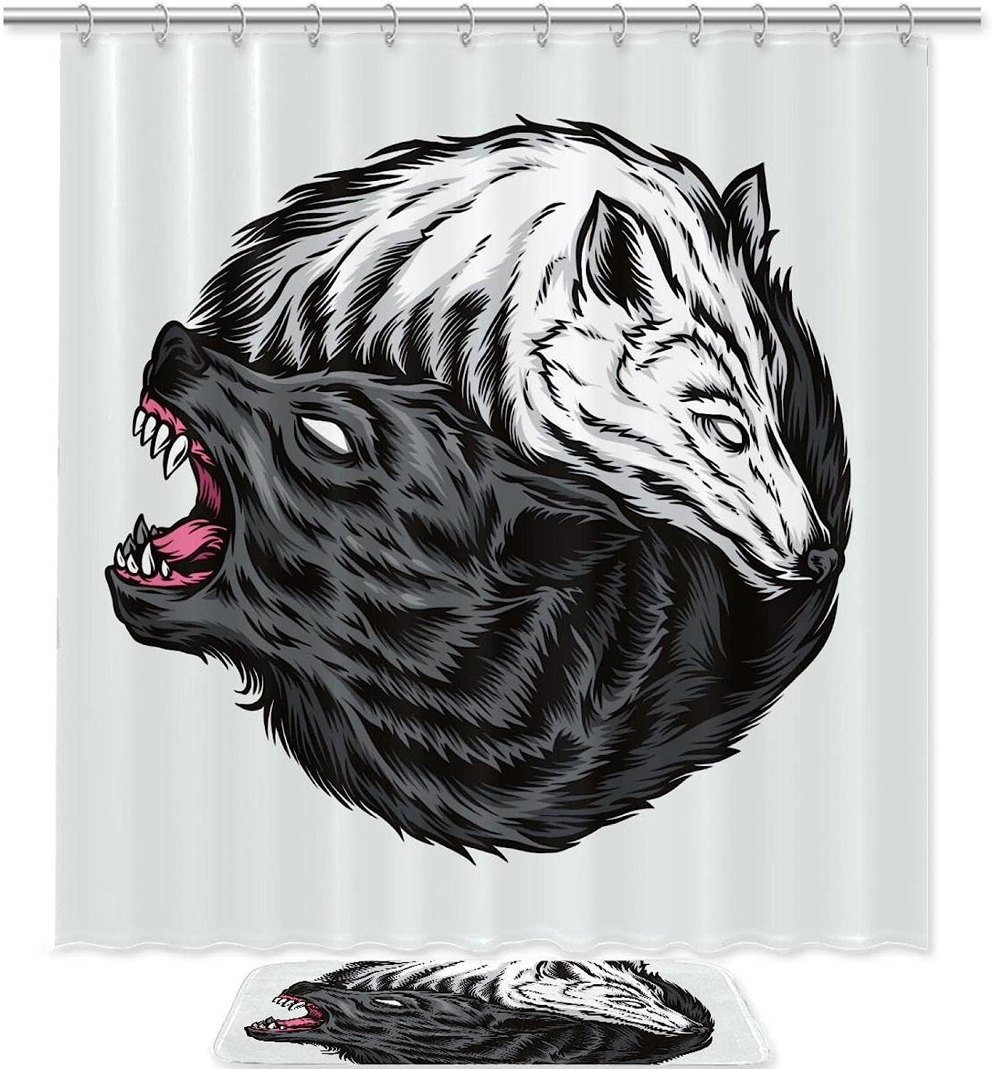 Wolf, Waterproof Shower Curtain Bathroom Curtain - Waterproof Wolf Print Bathroom Accessory