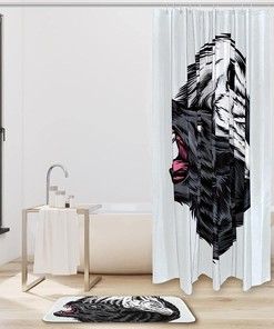 Wolf, Waterproof Shower Curtain Bathroom Curtain - Waterproof Wolf Print Bathroom Accessory