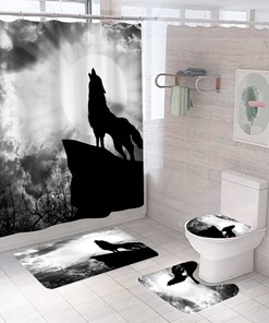Wolf Waterproof Shower Curtain Bathroom - Robust Wolf Print Bathroom Accessory 