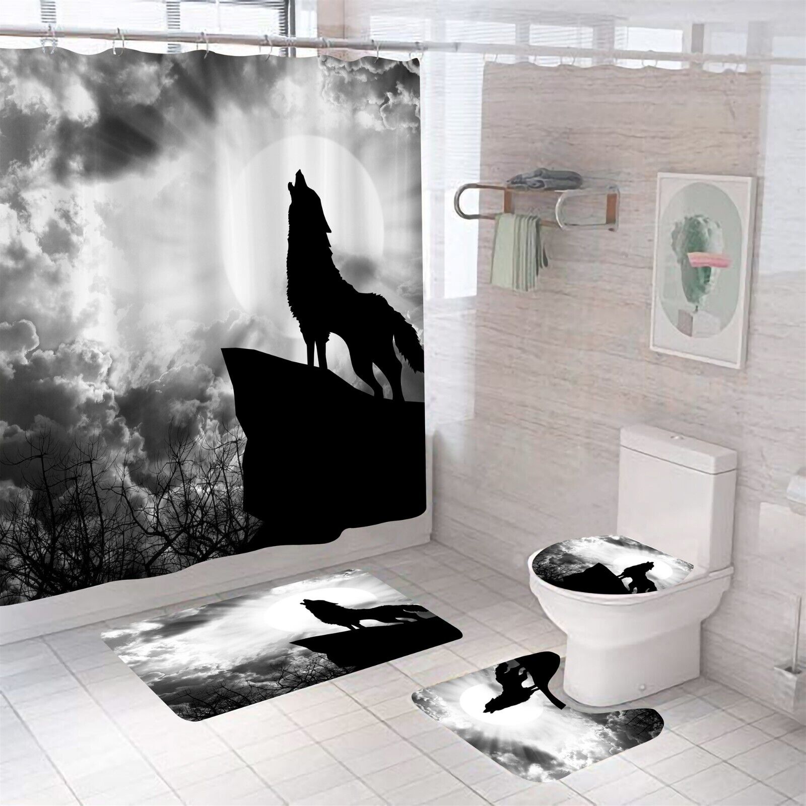 Wolf Waterproof Shower Curtain Bathroom - Robust Wolf Print Bathroom Accessory