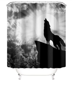 Wolf Waterproof Shower Curtain Bathroom - Robust Wolf Print Bathroom Accessory
