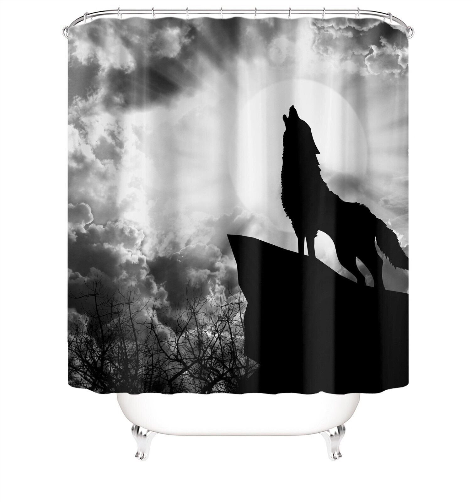 Wolf Waterproof Shower Curtain Bathroom - Robust Wolf Print Bathroom Accessory
