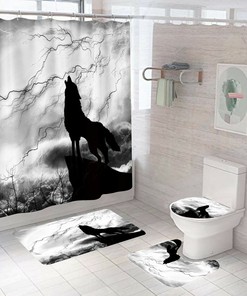 Wolf Waterproof Shower Curtain Bathroom - Waterproof Wolf Print Bathroom Dcor 