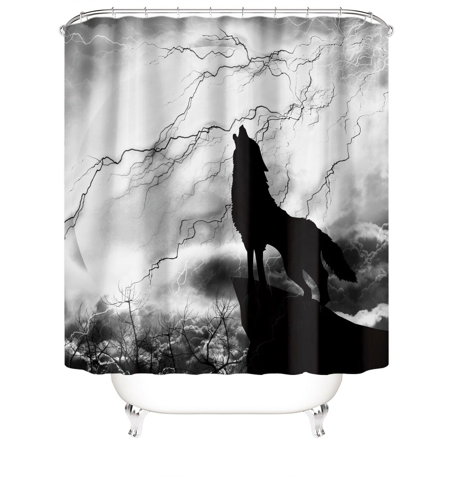 Wolf Waterproof Shower Curtain Bathroom - Waterproof Wolf Print Bathroom Dcor