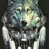 Wolf Wolves pack with Native American Indian Dreamcatcher Wall Hanging Wall Décor