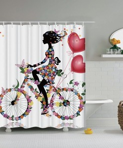 Woman Butterfly Shower Curtain, Nature Lovers, Cartoon Design, Cute Decor,  Art Style, Home Decoration