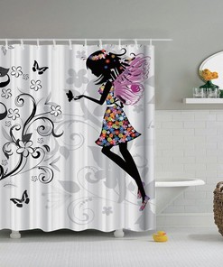 Woman Butterfly Shower Curtain, Nature Lovers, Cartoon Design, Cute Decor,  Art Style, Home Decoration, Modern Bathroom