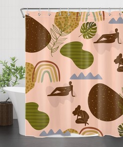 Woman Leaf Geometric Pattern Shower Curtain Abstract Bathroom Accessories - Classy Wolf Print Bathroom Dcor 