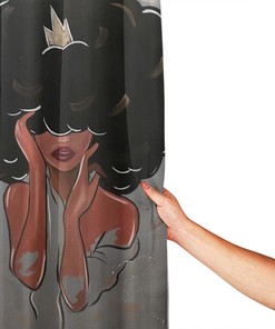 Woman Shower Curtain for Bathroom, African American Afro Black Girl Shower Curtain