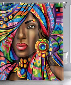 Women Bath Curtains Shower Curtain - African American Woman Bathroom Decor