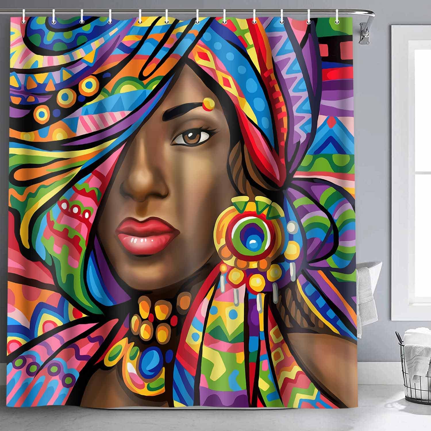 Women Bath Curtains Shower Curtain - African American Woman Bathroom Decor