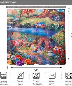 Wonderland Shower Curtain Alice White Rabbit Mr Psychedelic Fairyland Style Print