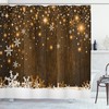 Wood And Snowflakes Print Waterproof Fabric Shower Curtain For Festive Bathroom Decor