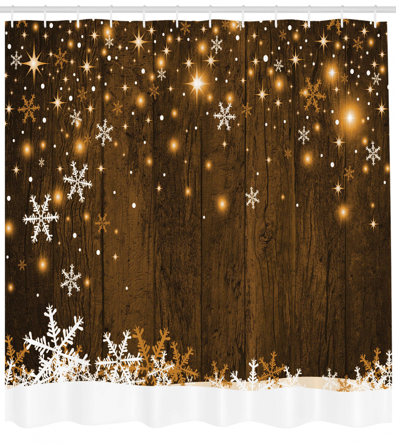Wood And Snowflakes Print Waterproof Fabric Shower Curtain For Festive Bathroom Decor - Image 2