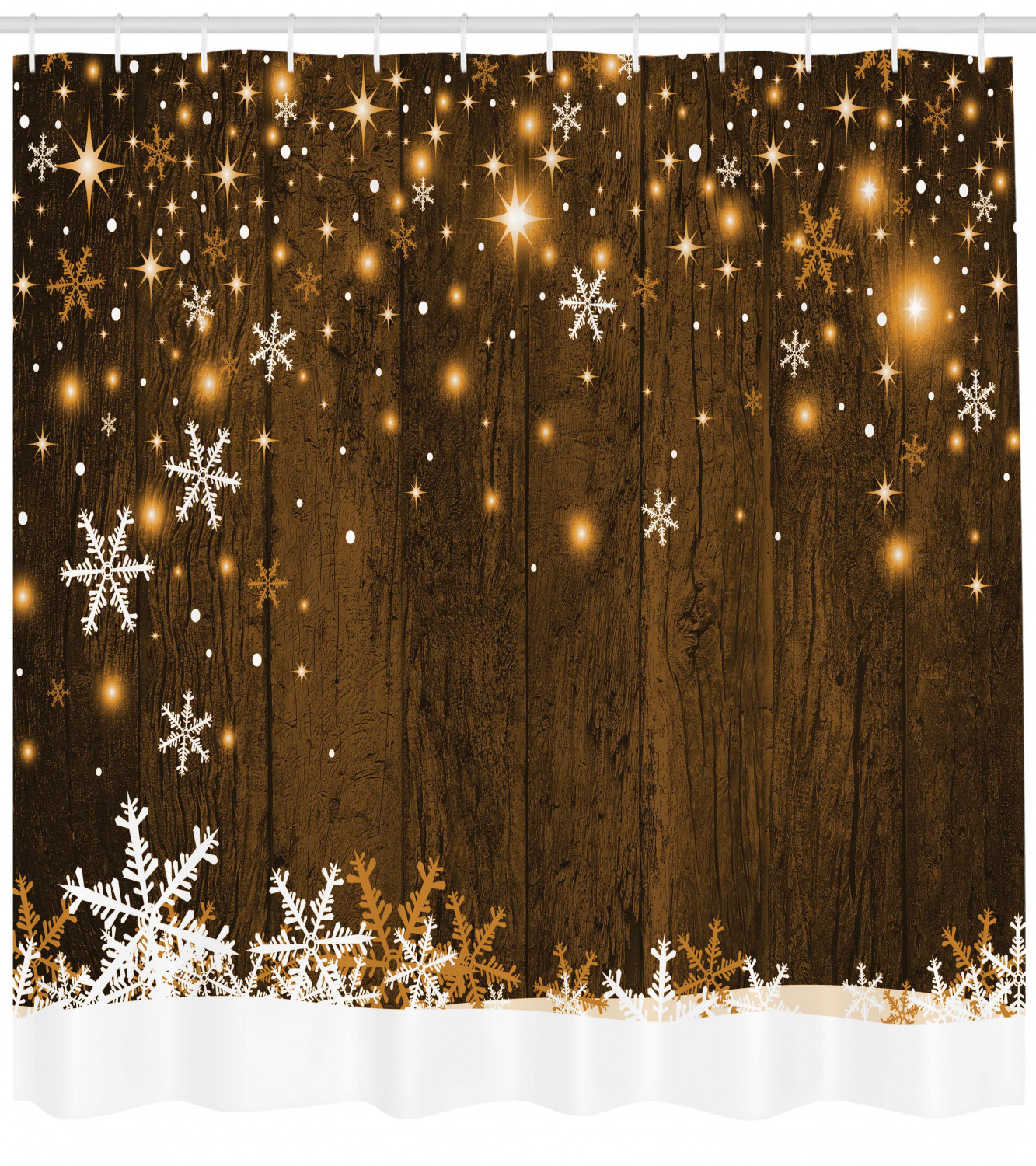 Wood And Snowflakes Print Waterproof Fabric Shower Curtain For Festive Bathroom Decor - Image 4