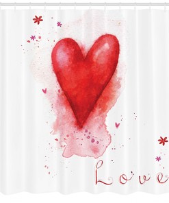 Wood Board Heart Print Love Shower Curtain with Bathroom Fabric and Waterproof Design, Personalized Curtain Set