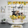 Wood Planks Sunflower Get Naked Shower Curtain - Funny Cow Bathroom Decor With Farmhouse Touch