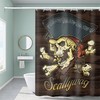Wooden Background Pirate Shower Curtain with Skeleton Captain Art for Bathroom 
